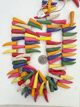 color enhanced magnesite: multi color, 39x8mm tusk spike pendant,  SOLD PER STRAND