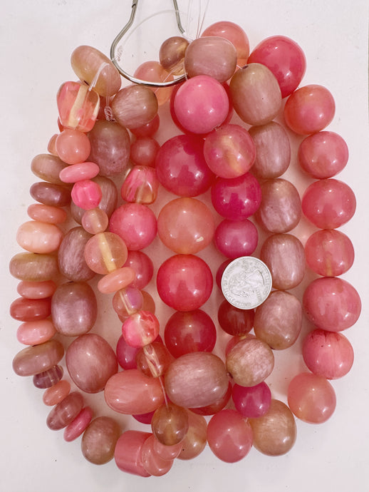 pink tones mix, vintage look resin, size and shape mix, 15