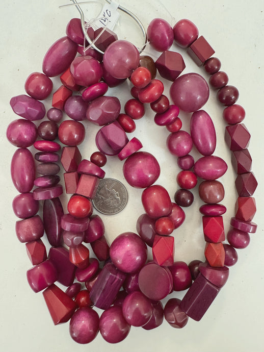 purple pink tones mix, vintage look resin, size and shape mix, 15