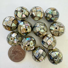 mother of pearl, mosaic shell motif, vintage stock, 19mm round, sold per bead