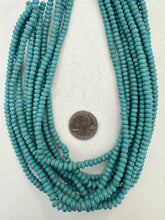 color enhanced magnesite: turquoise blue, 5x4mm rondelle, 15" strand, SOLD PER STRAND