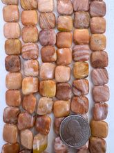 peach jasper, dull finish, 14x14x5mm square, 15" strand, SOLD PER STRAND