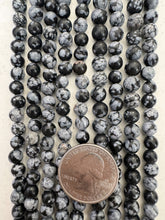 snowflake obsidian, 6mm round, 15" strand, SOLD PER STRAND