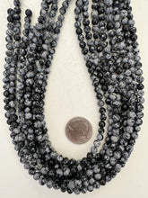 snowflake obsidian, 6mm round, 15" strand, SOLD PER STRAND