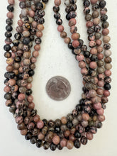 rhodonite,  6mm round, 15" strand, SOLD PER STRAND