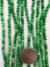 color enhanced quartz: green, 4mm round, 15" strand,  SOLD PER STRAND
