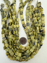yellow turquoise, 10x10x4mm square, 15" strand, SOLD PER STRAND