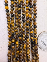 tiger eye, 4mm round, 15" strand, SOLD PER STRAND