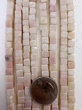 pink opal, 6mm cube, 15" strand,  SOLD PER STRAND