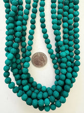 color enhanced lava rock: dark green blue, 8mm round, 15" strand, SOLD PER STRAND