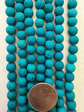 color enhanced lava rock: electric blue, 8mm round, 15" strand, SOLD PER STRAND