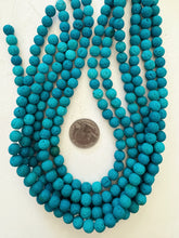 color enhanced lava rock: electric blue, 8mm round, 15" strand, SOLD PER STRAND