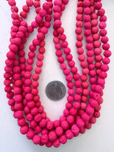 color enhanced lava rock: hot pink, 8mm round, 15" strand,  SOLD PER STRAND