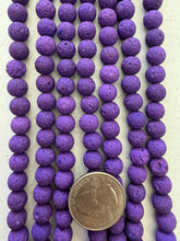 color enhanced lava rock: royal purple, 8mm round, 15" strand,  SOLD PER STRAND