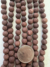color enhanced lava rock: brown, 8mm round, 15" strand,  SOLD PER STRAND