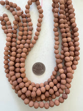 color enhanced lava rock: pale red brown, 8mm round, 15" strand, SOLD PER STRAND