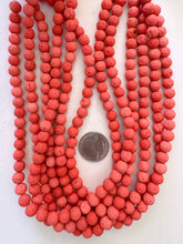 color enhanced lava rock: pale tangerin orange, 8mm round, 15" strand, SOLD PER STRAND