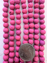 color enhanced lava rock: cool pink, 8mm round, 15" strand, SOLD PER STRAND