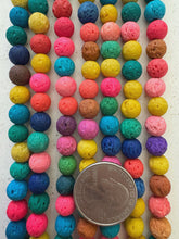 color enhanced lava rock: multi color, 8mm round, 15" strand, SOLD PER STRAND