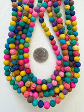 color enhanced lava rock: multi color, 8mm round, 15" strand, SOLD PER STRAND