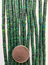 color enhanced jasper: green blue, 4x3mm heishi rondelle, 15" strand, SOLD PER STRAND