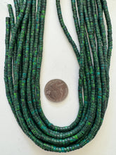 color enhanced jasper: green blue, 4x3mm heishi rondelle, 15" strand, SOLD PER STRAND