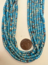 color enhanced impression jasper: dark sky blue, 4mm heishi rondelle, 15" strand, SOLD PER STRAND