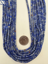 color enhanced impression jasper: blue, 4mm heishi rondelle, 15" strand,  SOLD PER STRAND
