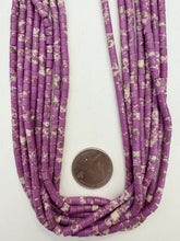 color enhanced impression jasper: dark pale red purple, 4mm heishi rondelle, 15" strand, SOLD PER STRAND