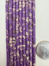 color enhanced impression jasper: pale dark purple, 4mm heishi, 15" strand, SOLD PER STRAND