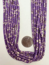 color enhanced impression jasper: pale dark purple, 4mm heishi, 15" strand, SOLD PER STRAND