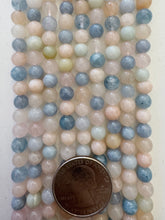 morganite, 6mm round, 15" strand,  SOLD PER STRAND