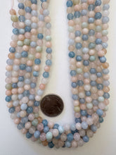 morganite, 6mm round, 15" strand,  SOLD PER STRAND