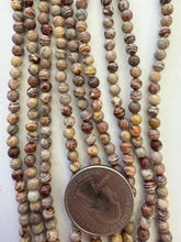 brown banded jasper, 4mm round, 15" strand, SOLD PER STRAND
