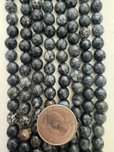 color enhanced serpentine: dark gray blue, 8mm faceted round, 15" strand, SOLD PER STRAND