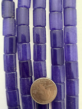 color enhanced quartz: dark electric periwinkle blue, 17x12x6mm rectangle, 15" strand, SOLD PER STRAND