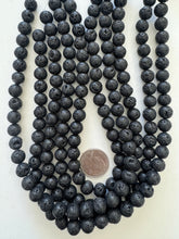 lava rock, 11mm round, 15" strand, SOLD PER STRAND