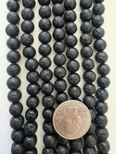 lava rock, 8mm round, 15" strand, SOLD PER STRAND