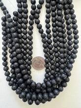 lava rock, 8mm round, 15" strand, SOLD PER STRAND