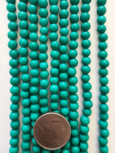 color enhanced magnesite: dark turquoise blue, 6mm round, 15" strand,  SOLD PER STRAND