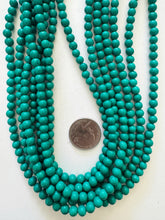 color enhanced magnesite: dark turquoise blue, 6mm round, 15" strand,  SOLD PER STRAND