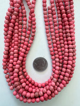 color enhanced magnesite: hot pink, 6mm round, 15" strand,  SOLD PER STRAND