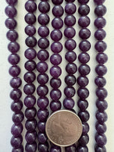 color enhanced quartz: dark royal purple, 8mm round, 15" strand, SOLD PER STRAND