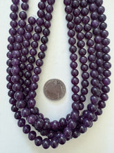 color enhanced quartz: dark royal purple, 8mm round, 15" strand, SOLD PER STRAND