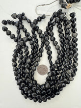 sheen obsidian, 11x11x7mm heart, 15" strand, sold per strand
