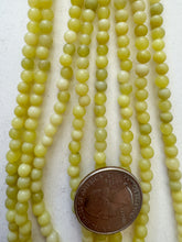olive jade, 4mm round, 15" strand, SOLD PER STRAND