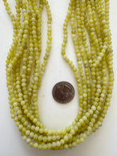 olive jade, 4mm round, 15" strand, SOLD PER STRAND