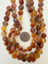 carnelian, 12x12x4mm coin, 15" strand, sold per strand