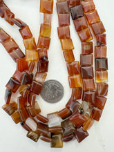 carnelian, 12x12x5mm square, 15" strand, sold per strand