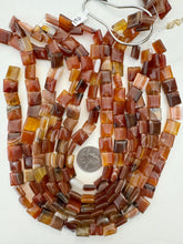 carnelian, 12x12x5mm square, 15" strand, sold per strand
